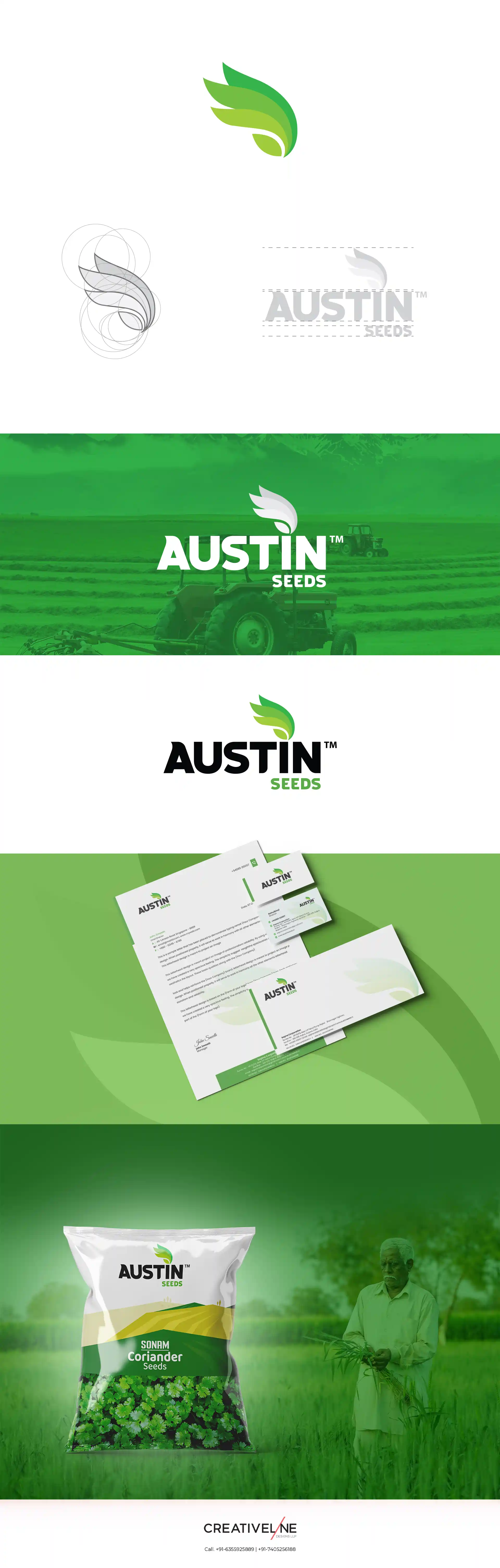 Austin – Logo & Packaging Design At Creativeline, a creative branding and packaging design agency in Gandhinagar, India, we developed the logo design and packaging design for Austin, a brand offering high-quality agriculture seeds for farmers. The objective was to create a strong and trustworthy brand identity that reflects growth, productivity, and reliability. The logo and packaging design were crafted to communicate quality and performance while ensuring clarity and visibility for farmers in real-world retail environments. As a leading branding, logo design, and packaging design agency serving Gandhinagar and Ahmedabad, Creativeline specializes in building impactful agri and FMCG brands through strategic design and effective visual communication.