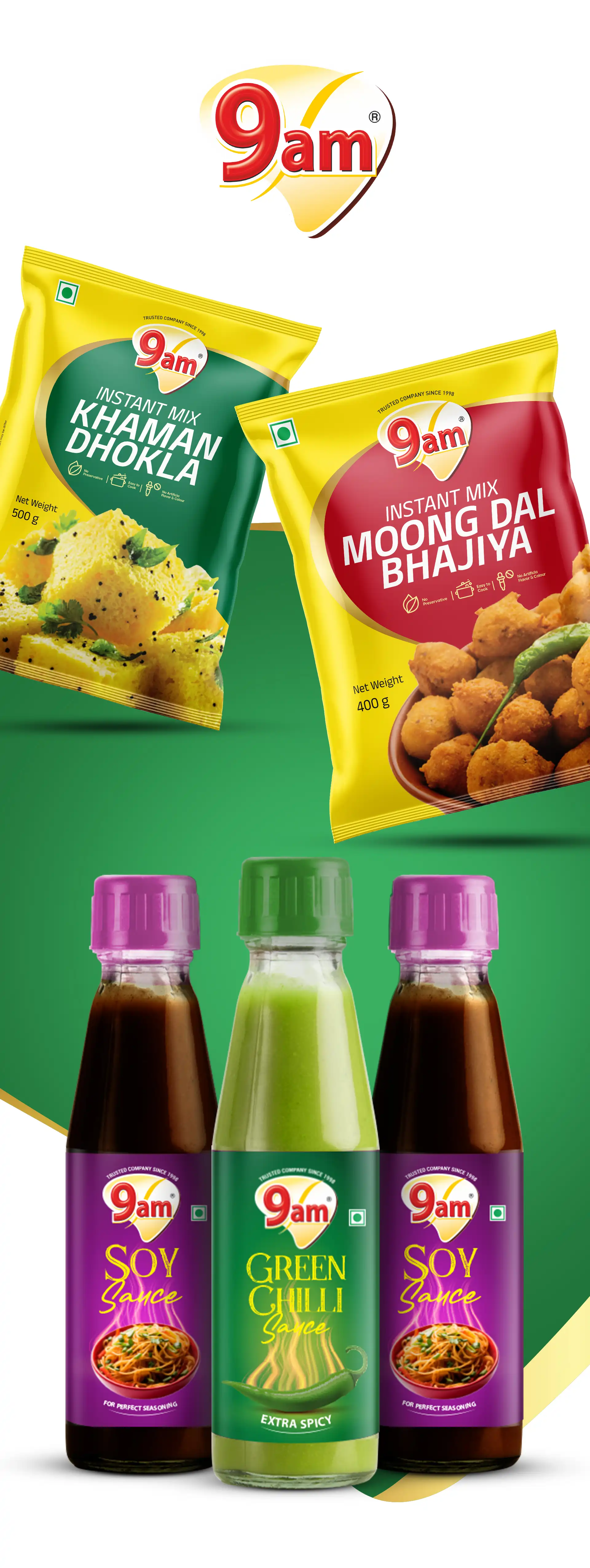 At Creativeline, a creative branding and packaging design agency in Gandhinagar, India, we designed the packaging for 9AM, a modern food brand offering a variety of convenient products such as premix, sauces, chutneys, and canned vegetables. The objective was to create visually appealing and functional packaging design that reflects freshness, quality, and convenience for everyday cooking. The design approach focuses on strong shelf impact, clear product communication, and a contemporary aesthetic suitable for modern retail markets. As a trusted branding, logo design, and packaging design agency serving Gandhinagar and Ahmedabad, Creativeline helps food and FMCG brands build a strong market presence through strategic and impactful design.