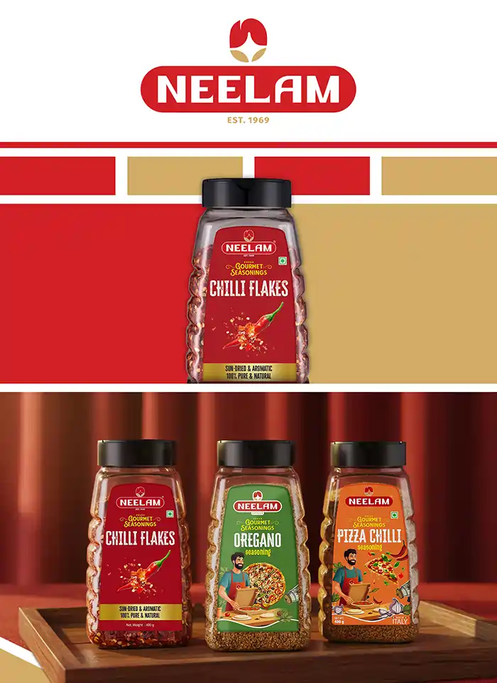 **Neelam – Spices & Seasoning Packaging Design** For *Neelam*, a brand offering a diverse range of **spices and seasoning blends**, **Creativeline** developed a cohesive and market-ready **packaging design system** tailored for modern retail. As a results-driven **packaging design agency in Ahmedabad & Gandhinagar, India**, our focus was to create a strong visual identity that communicates flavor, quality, and consistency. The design direction combines vibrant color coding with a clean and structured layout, ensuring easy differentiation between spices and seasoning variants. The packaging enhances shelf impact while clearly conveying product usage and taste profiles to consumers. This project highlights our expertise in **spices packaging design, seasoning packaging design, masala packaging design, food packaging design, and FMCG packaging design**, helping brands build recognition and trust in competitive markets. At **Creativeline**, we craft **high-performance packaging solutions** that balance creativity with clarity to drive consumer engagement and brand growth.