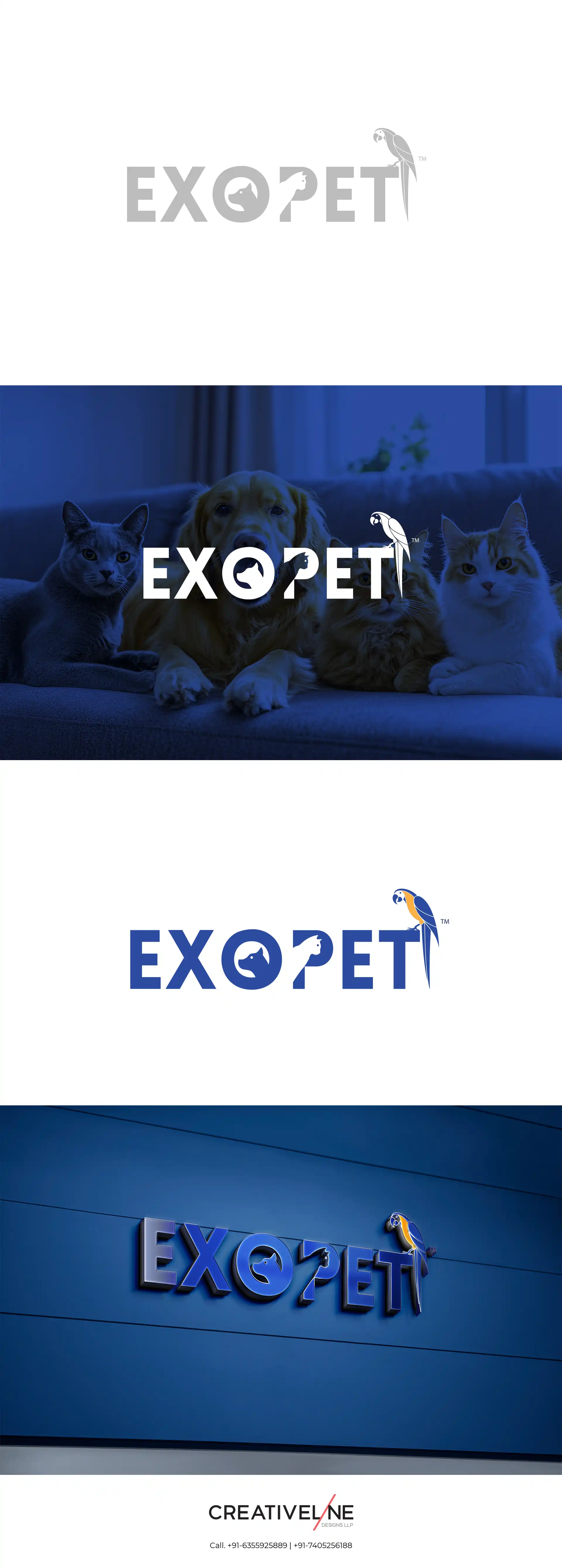 At Creativeline, a creative branding agency based in Gandhinagar, India, we designed the logo and brand identity for Exopet, a modern pet nutrition brand offering a wide range of pet food products including bird food, fish food, dog food, and cat food. The objective was to create a friendly, memorable, and versatile logo design that reflects trust, care, and quality nutrition for pets. The identity was crafted to work seamlessly across product lines and future packaging design, helping the brand stand out in the competitive pet care market. As a leading logo design and packaging design agency serving Gandhinagar and Ahmedabad, Creativeline focuses on building impactful brands through strategic design and strong visual identity systems.