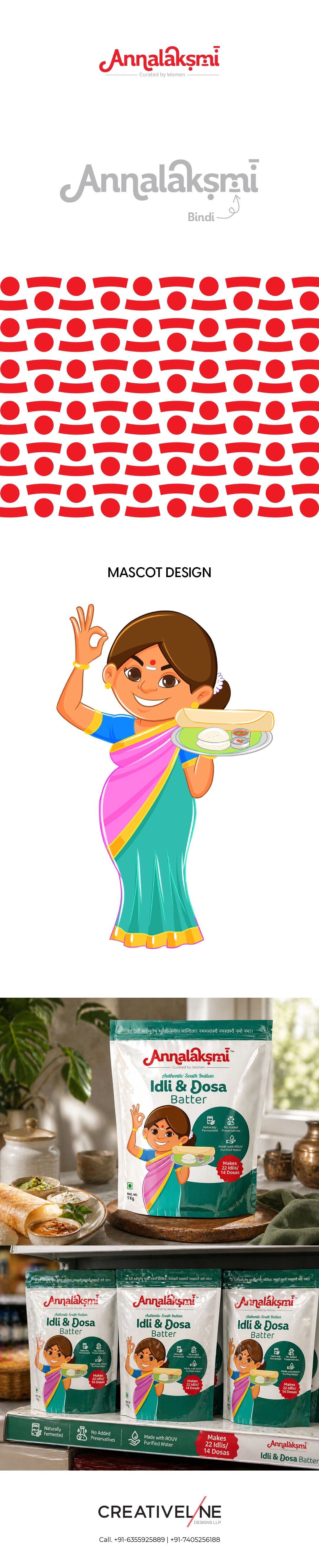 Annalaksmi – Authentic South Indian Batter Brand Annalaksmi is a premium food brand dedicated to delivering authentic South Indian taste through high-quality Idli & Dosa batter. Crafted using traditional fermentation techniques and purified ingredients, Annalaksmi ensures soft idlis and crispy dosas with consistent flavor and freshness. The brand stands for purity, convenience, and cultural authenticity, bringing the essence of South Indian cuisine into modern households. With a strong focus on trust and quality, Annalaksmi combines heritage recipes with hygienic production processes, making it a reliable choice for ready-to-cook batter. The vibrant and friendly mascot reflects warmth, homely goodness, and a connection to Indian culinary traditions. From a branding and packaging perspective, Annalaksmi showcases a clean, modern yet culturally rooted identity—making it shelf-ready and visually appealing for today’s competitive FMCG market.